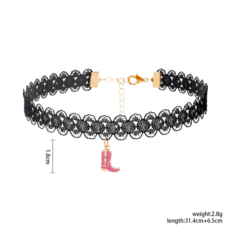 10g Weight Alloy Pendant Material Cute Classic Style Heart Shape Boots Alloy Lace Choker Choker Wholesale