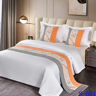 Light Luxury Star-rated Hotel and Hotel Homestay Bedding Modern Simple Pillow Bed Flag Bed Tail Towel New Chinese Style Bed Cover