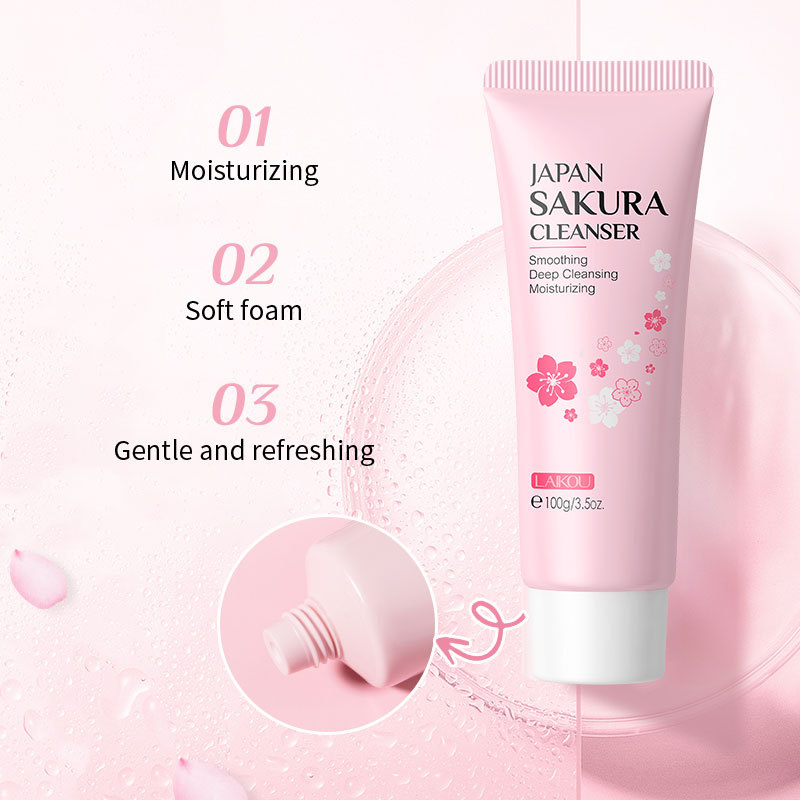 LAIKOU laicom cherry blossom Facial Cleanser 100g moisturizing moisturizing cleansing skin care products English packaging cross-border manufacturers