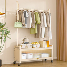 新款挂衣架落地卧室可移动家用床头柜置物架晾衣服架子室内简易