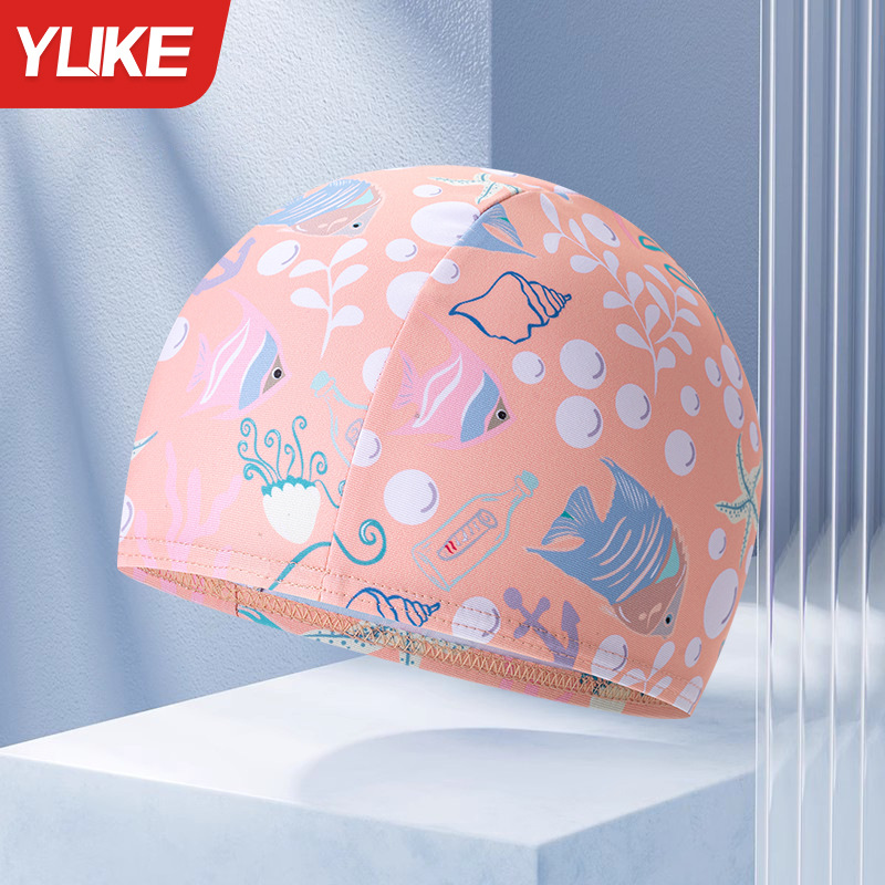 Gorro de natación para niños dibujos animados de niñas sombrero de tela cómodo bebé natación sombrero elástico equipo de piscina de escuela primaria para niñas