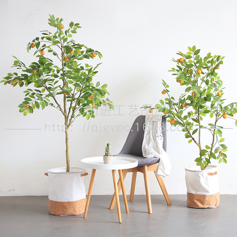 厂家批发仿真绿植柠檬树盆栽室内装饰假树人造植物客厅落地假树