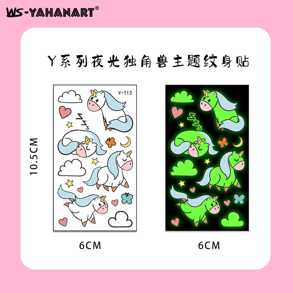 Tatuajes Temporales Luminosos para Niños Impermeables de Papel de Transferencia para Fiestas