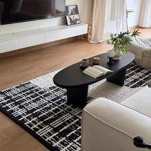 北欧侘寂风实木茶几法式中古黑色边几设计师客厅复古长形小桌子