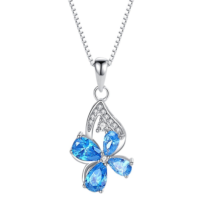 Plata esterlina s925 suerte trébol collar europeo y americano Luz de lujo nuevo púrpura transfronteriza clavícula cadena colgante fábrica al por mayor