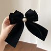 Black hairgrip with bow, hair accessory, big hairpins for princess, crab pin, shark