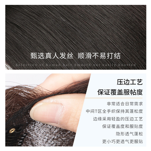 Ultra-thin hand-woven Swiss mesh wig piece Xuchang manufacturer wholesale real hair wig women's head cover white hair replacement piece