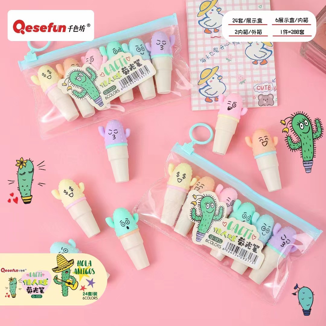 Dibujos animados resaltador mini helado resaltador pintura clave bolígrafo marcador bolígrafo de graffiti bolígrafo acuarela juego multicolor