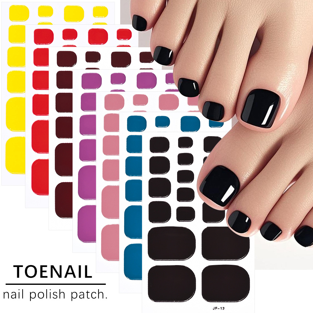 22 Pieces of Pure Color Toenail Stickers Red Pink Green 10 Color Toenail Polish Stickers with Adhesive Backing Waterproof Glossy Toe Nail Art Stickers