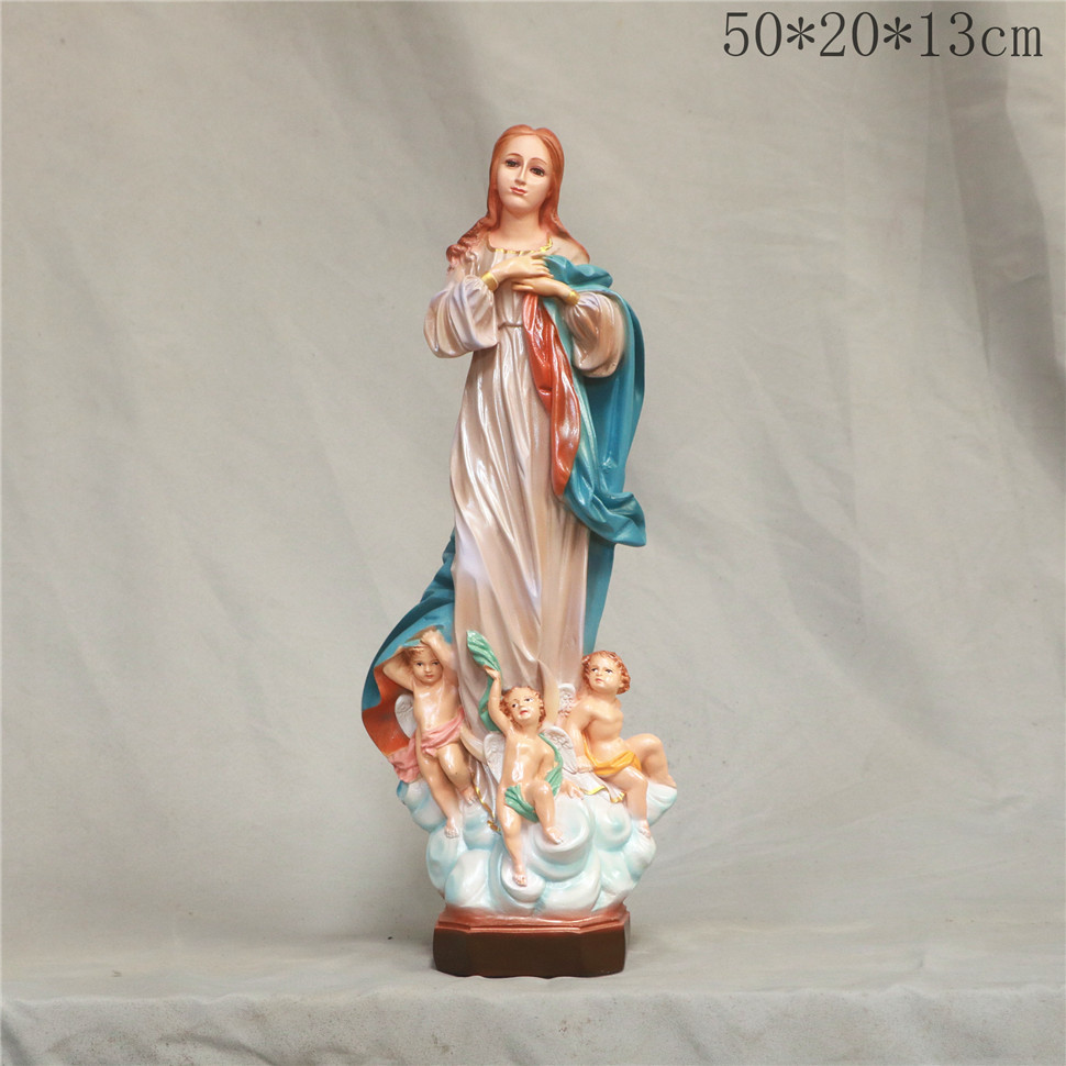 50cm transfronterizos de la Asunción de la Virgen María Mirando la Estatua de la Iglesia de la Casa Decoración de la Estatua de la Personaje Principal Salón