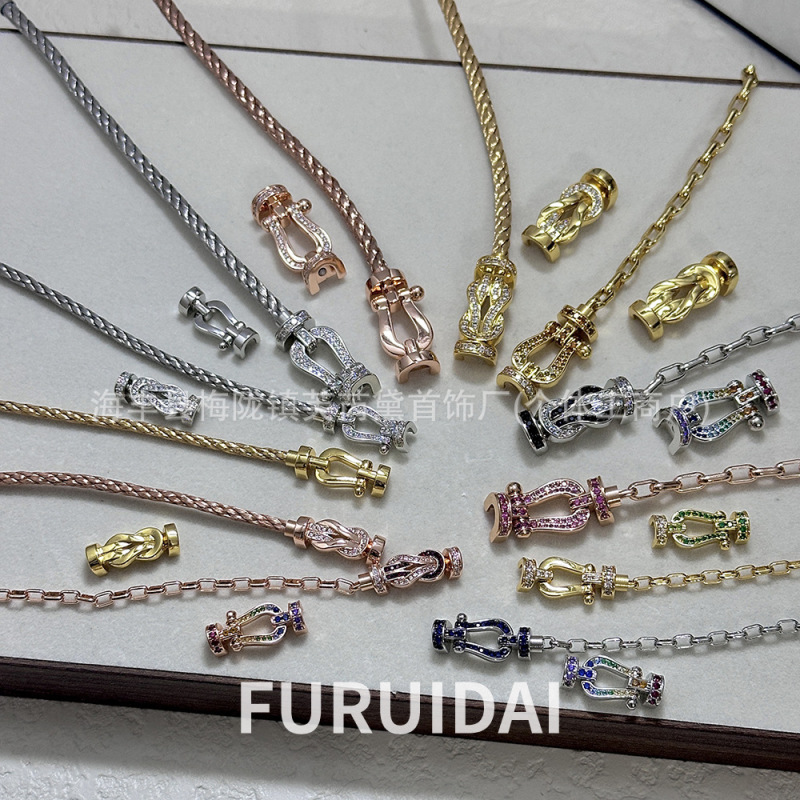 Fei Jia Full Diamond Horseshoe Clasp Bracelet with Imported Steel Cord, Fred's Zodiac Year Couple's DIY Bracelet for Men and Women Fei Jia Full Diamond Horseshoe Clasp Bracelet with Imported Steel Cord, Fred's Zodiac Year Couple's DIY Bracelet for Men and Women