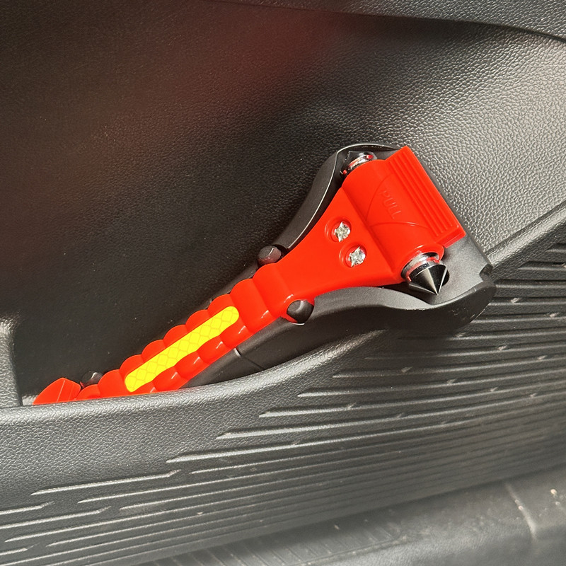 Car Safety Hammer Car-Mounted Multi-Functional Double-Headed Metal Hammer with Cutter to Escape and Save Lives Emergency Window-Breaking Artifact Wholesale