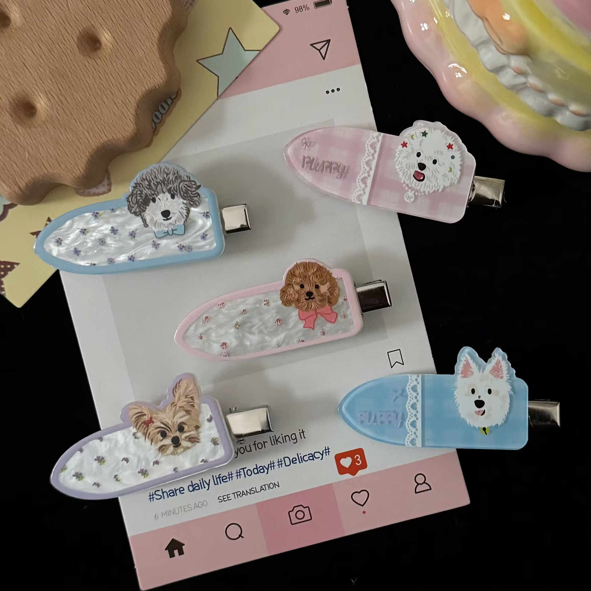 acrylic puppy shovel barrettes japanese sweet and beautiful girly style side duckbill clip hairpin hair ornaments clip