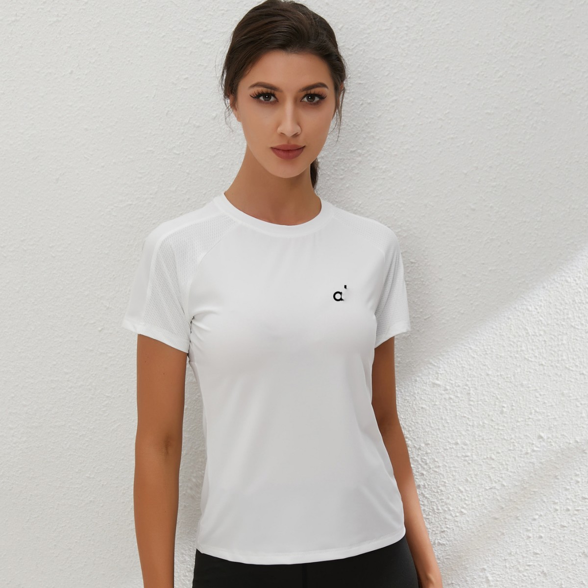 Aluo Yoga Wear Women's Short-Sleeved Tight-Fitting Thin Sports Running Morning Running Pilates Fitness T-Shirt Breathable Casual Upper