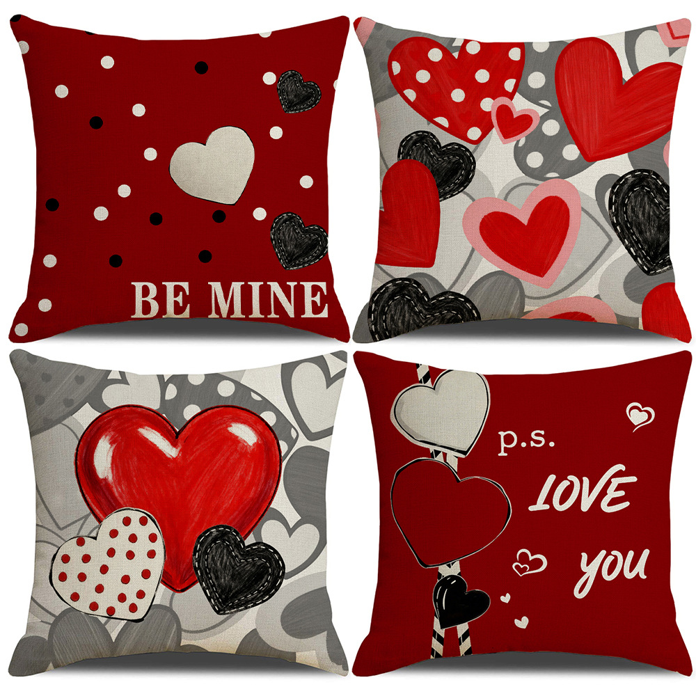 Valentine's Day Pillow Red Festive Pillow Case Living Room Sofa Decorative Pillow Cushion Holiday Bedroom Pillow Case
