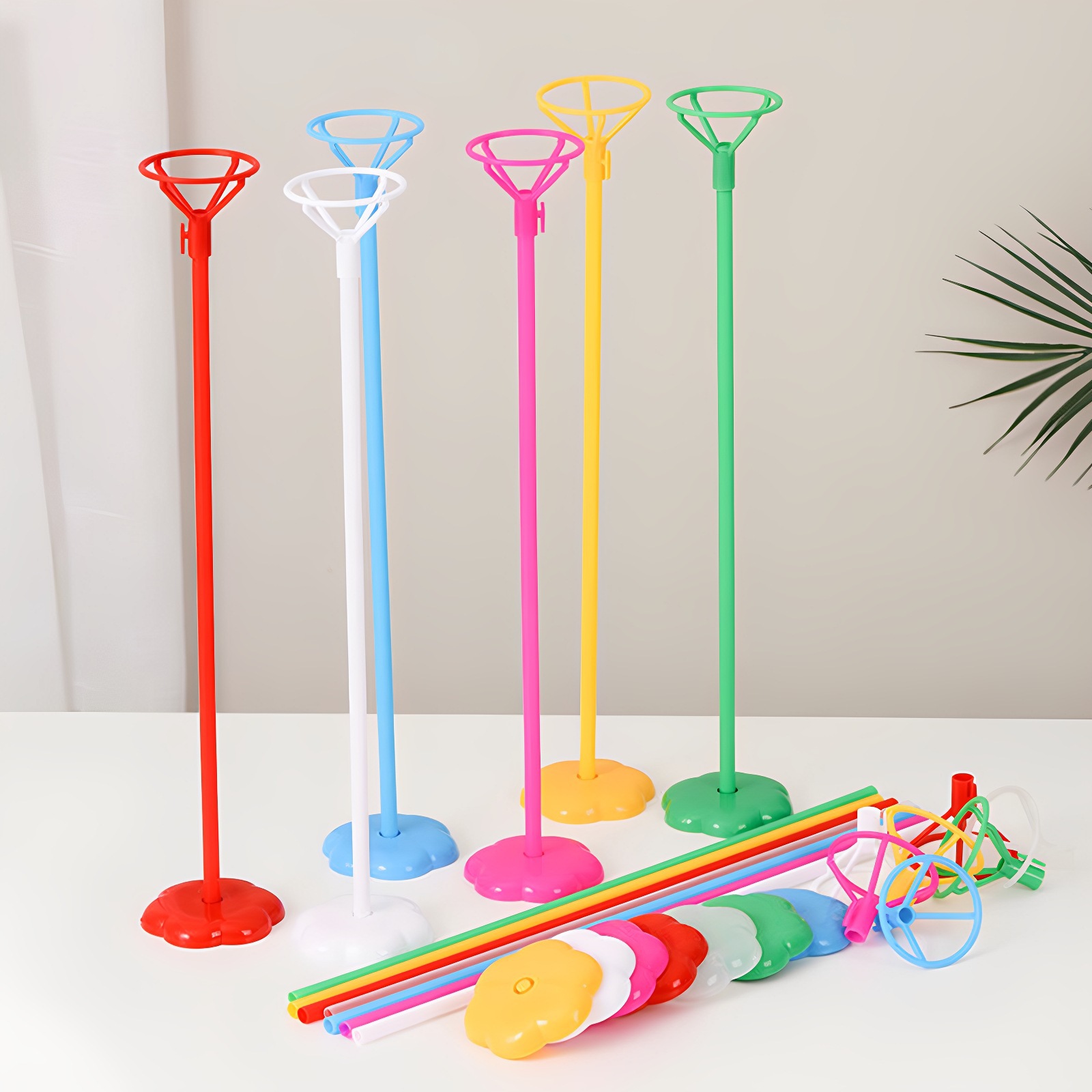 New Back-To-School Decoration Table Float Stand Plum Blossom Base Aluminum Foil Balloon Pole Birthday Party Desk Aluminum Foil Pole Holder