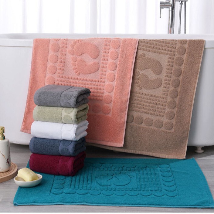 Customized Pure Cotton Floor Towel Hotel Hotel Beauty Salon Thickeneded Bathroom Mat Bathroom Non-Slip Machine Washable Foot Mat Towel