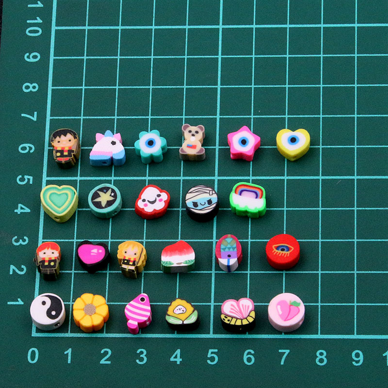 27 color mezclado suave cerámica Punch pieza animal fruta amor perlas DIY niños collar pulsera