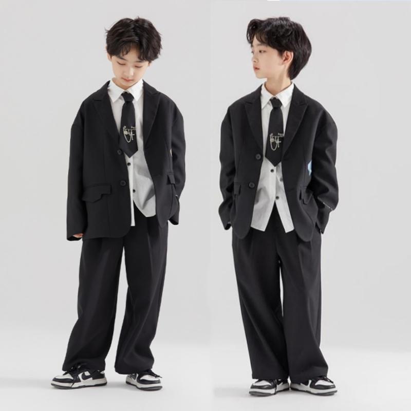 男童2026新款儿童装春秋款黑色西服衬衫大童秋装演出礼服