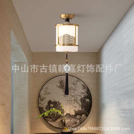 新中式客厅吊灯全铜实木高端餐厅吸顶灯宋氏美学走廊过道2026新款