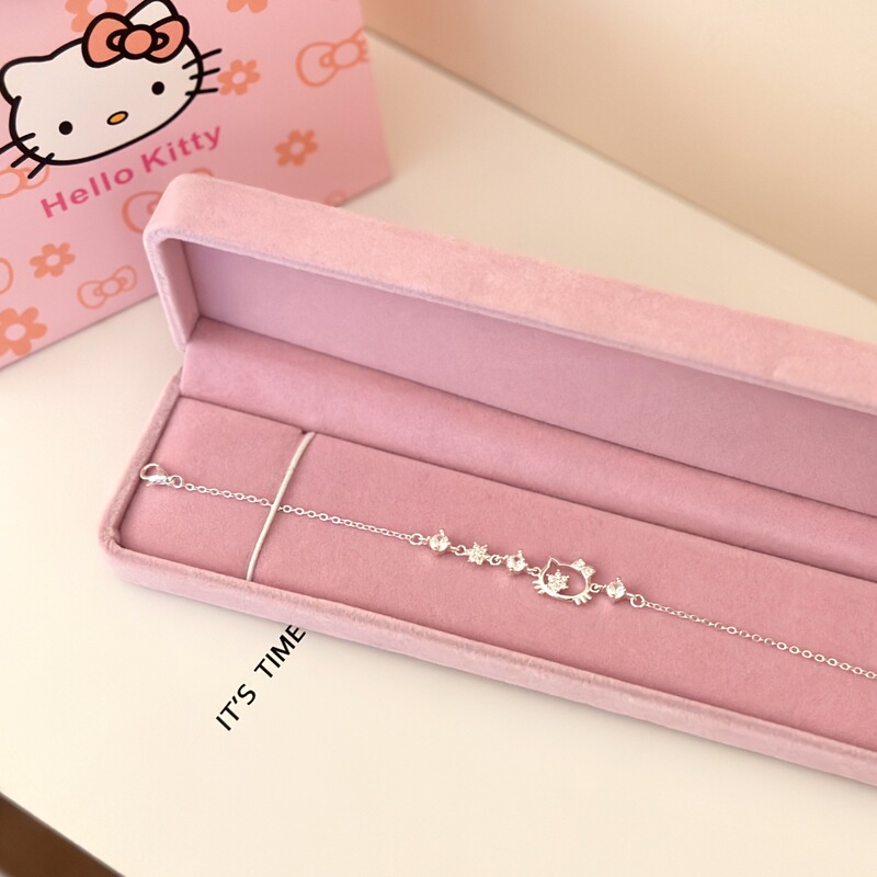 Birthday Gift HelloKitty Haoshi Bracelet Women's Small Fresh Cute Silver Bracelet for Students to Send Girlfriend Silver Hand