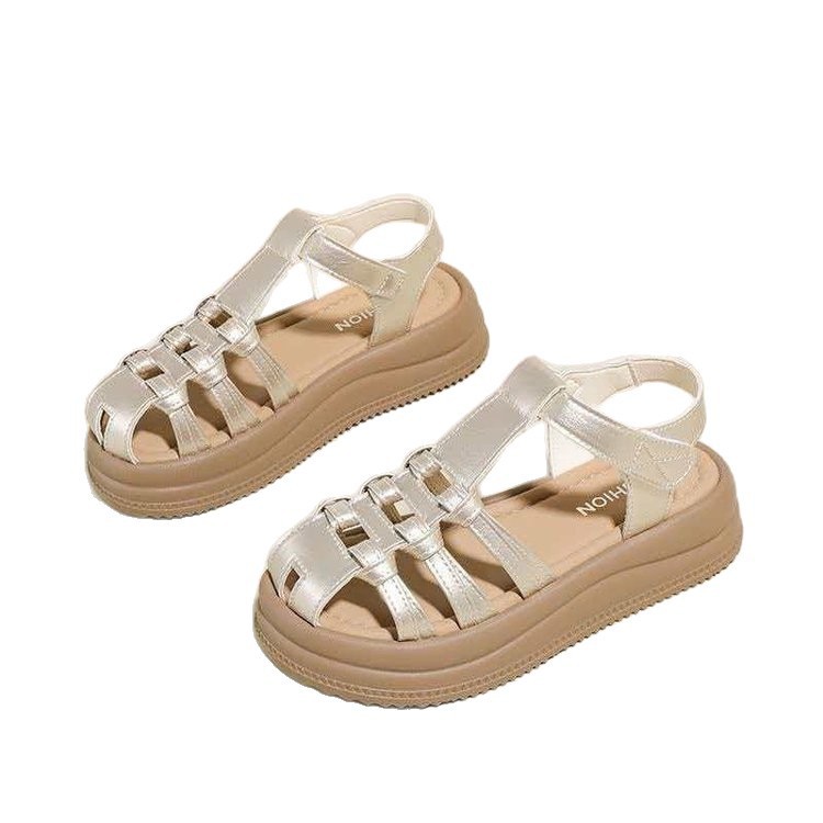 Baotou sandalias romanas para mujeres 2026 nuevo verano hueco sandalias de playa de fondo grueso moda versátil tejido zapatos de jaula de cerdo