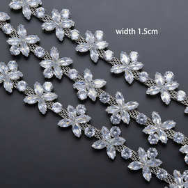 新款马眼水滴花型爪链 烧焊花式钻链diy玻璃爪链 舞蹈服腰链装饰