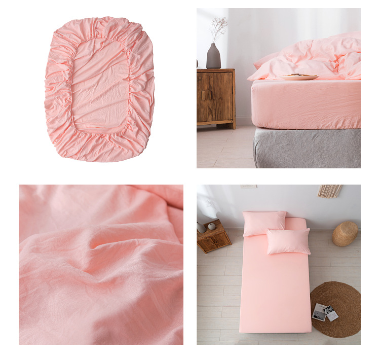 Lenzuola con angoli, tessili per la casa, biancheria da letto, coprimaterasso in fibra sintetica lavata giapponese in tinta unita_voghion.com