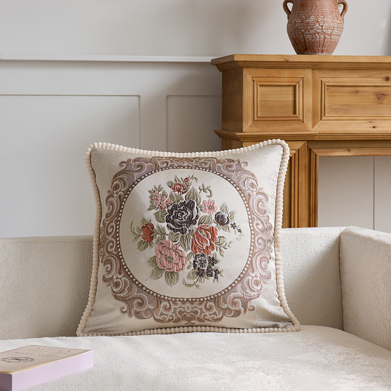 Almohada clásica simple y de alta gama Almohada ligera de lujo Tela antigua Cama Sala de estar Sofá Funda de almohada Cojín con núcleo