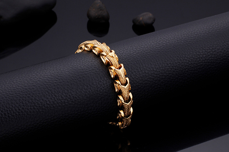 Casual Punk Rombo Acero Titanio Chapados en oro de 18k Hombres Pulsera display picture 10