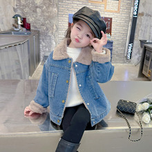 儿童加绒加厚牛仔外套洋气2025冬装新款女童韩版牛仔衣宝宝上衣潮