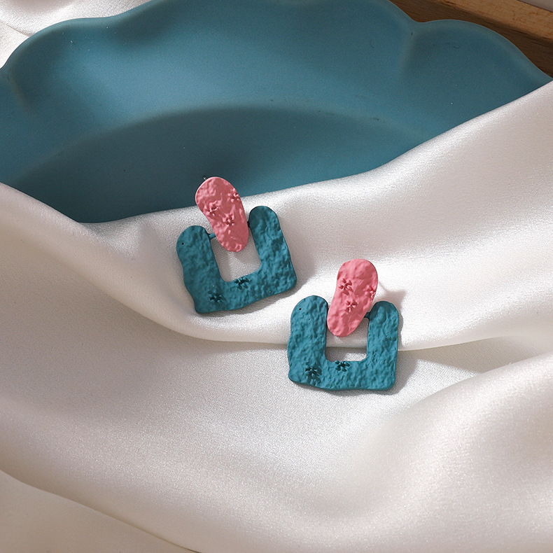 Fashion blue flowers pearl earrings