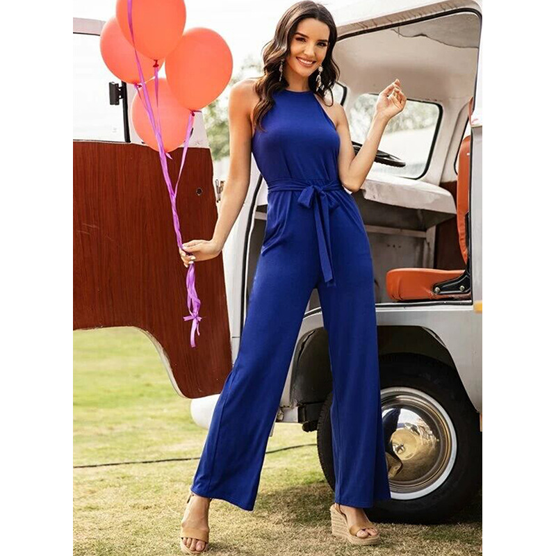 solid color halter jumpsuit NSSA50972