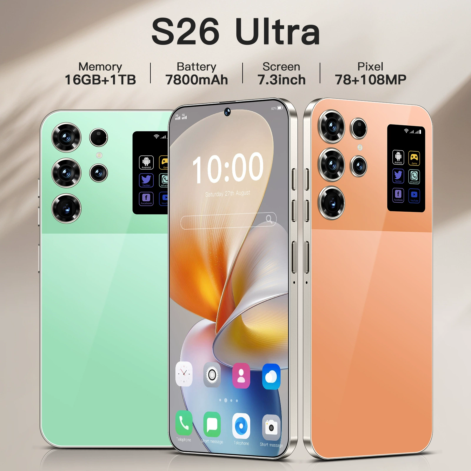 (Кросс-с-border торговля), умный большой мобильный телефон, S26, 5G, широкий экран