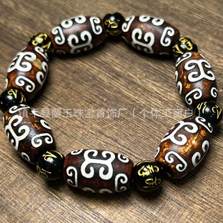 厂家批发西藏复古回纹玛瑙天珠桶珠隔珠佛珠手链配件玛瑙散珠
