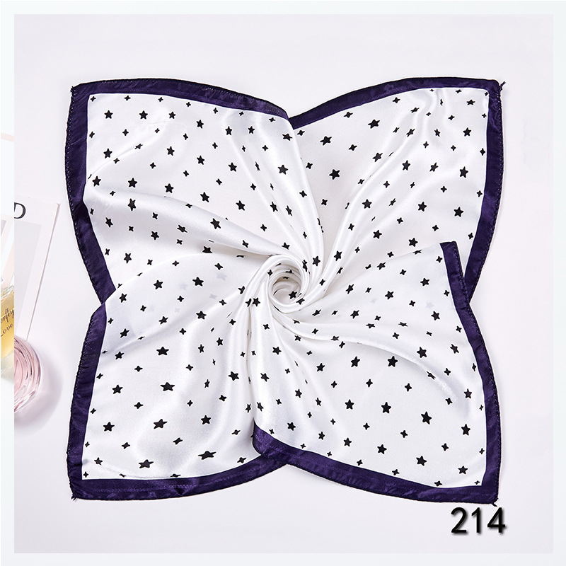 35g Weight Silk Scarf Classification Office, Daily Occasion Satin Cloth Material Star, Flower Pattern Spring&Summer Season Women's Gender Printing Design Elegant Style Women's Elegant Star Flower Satin Cloth Printing Silk Scarf 10