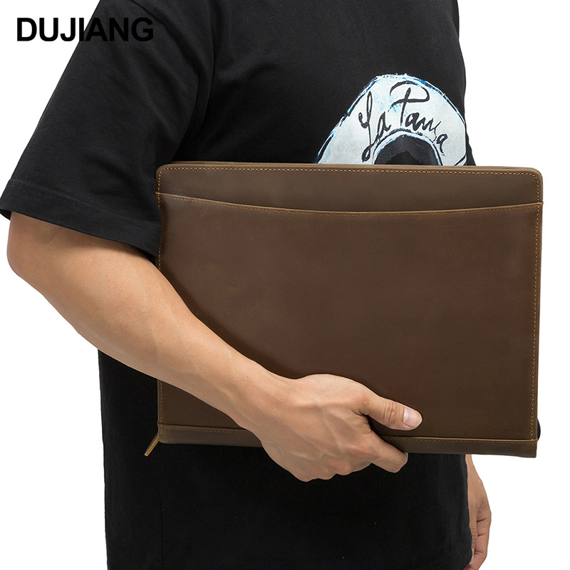 Cross-Border New Style Tablet Bag, Portable Crazy Horse Leather Notebook Storage Bag, Commuter Business Computer Bag