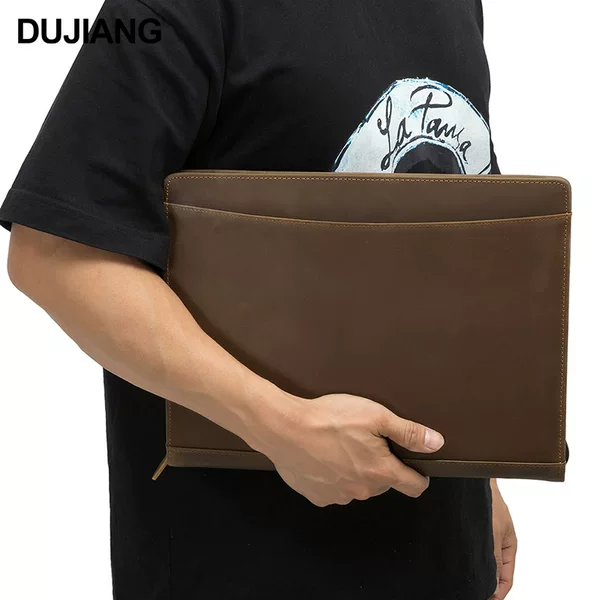 Cross-Border New Style Tablet Bag, Portable Crazy Horse Leather Notebook Storage Bag, Commuter Business Computer Bag
