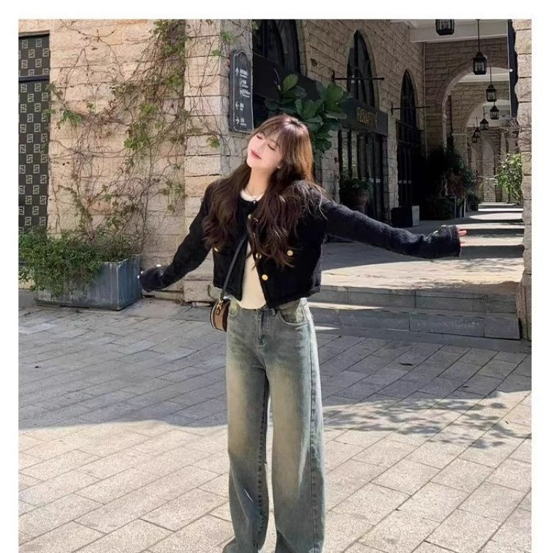 黑色小香风外套女秋冬季套装春季开春感春秋韩系穿搭短款上衣现货|undefined