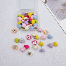 跨境创意彩色爱心图钉 简约马卡龙树脂照片墙固定按钉大头钉批发