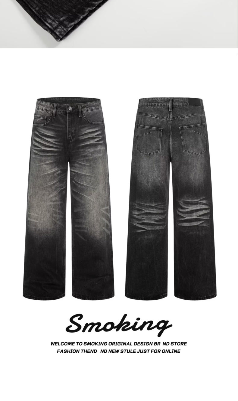 Men's Vintage Washed Jeans – Cleanfit Stretch Denim With Bootcut & Cat Whisker Distressing (S-3XL)​_mkmklike.com