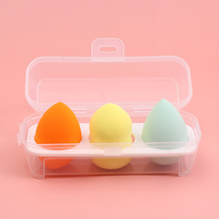 3格雞蛋盒裝美妝蛋柔軟Q彈材質細膩海綿蛋三支裝化妝粉撲美妝工具