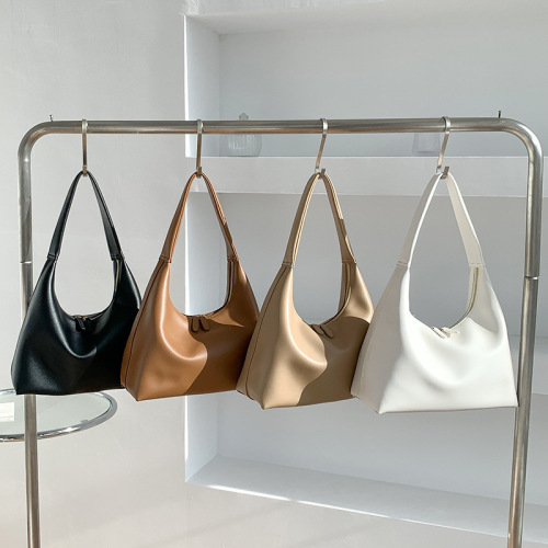 Korean fashion shoulder bag niche soft PU commuter bag high-end retro women's bag large capacity double zipper armpit bag