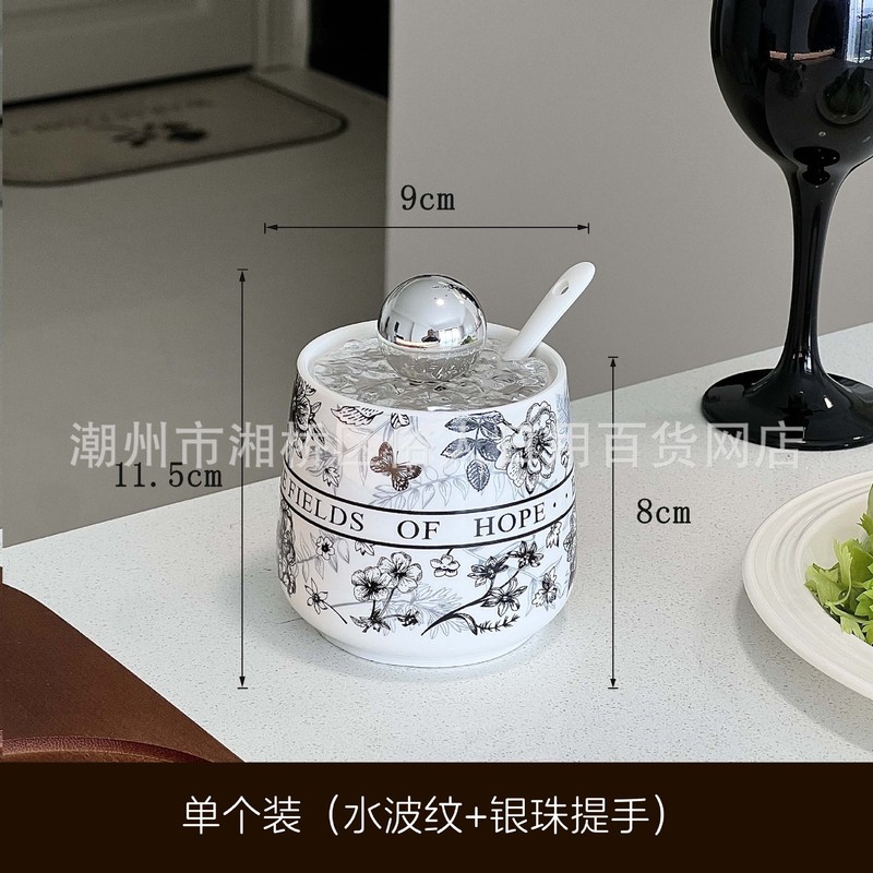 レトロなセラミック調味料瓶、アンティークデザイン、キッチン家庭用調味料カップ、高級ギフト無垢材トレイ|undefined