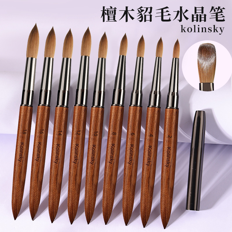 Pincel de Uñas de Pelo de Visón de Calidad Amazon, para Decoración de Uñas, Cristal, Sándalo, Kolinsky, Extensión de Uñas, Tallado de Uñas