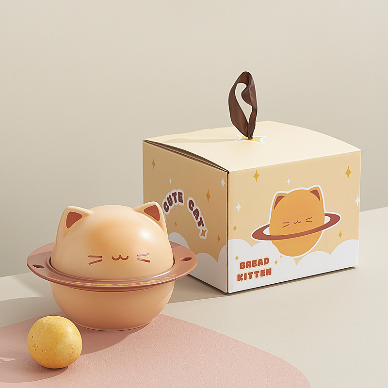 创意卡通烤面包小猫系列泡面碗面包杯碟餐具套装学生宿舍家用送礼|undefined
