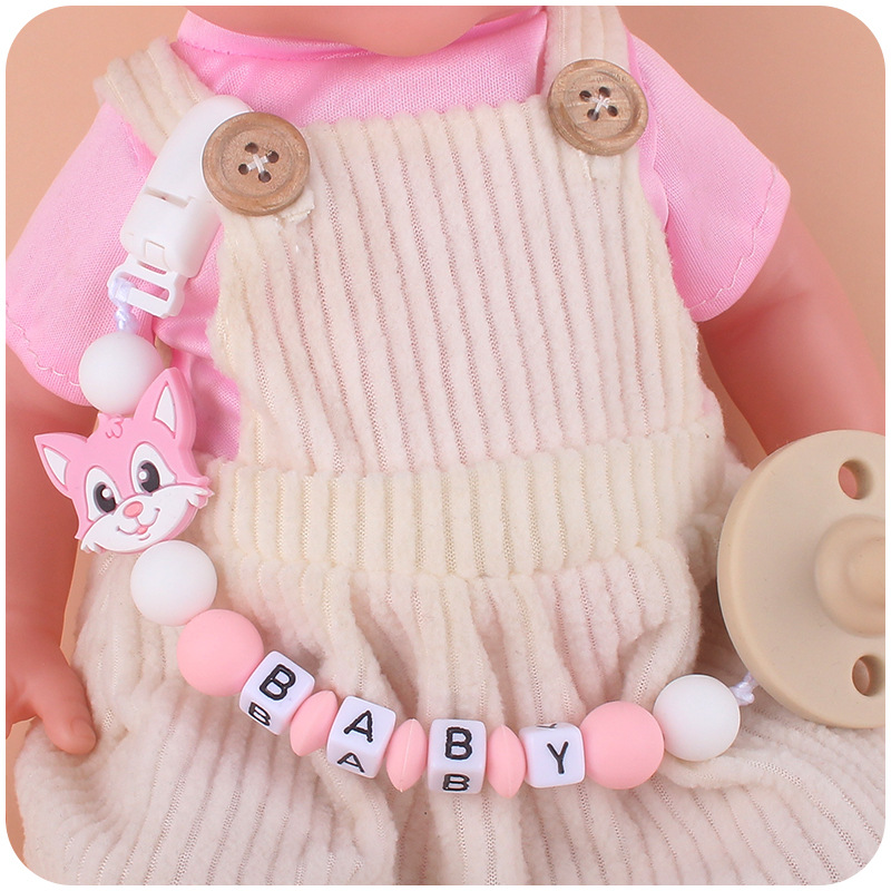 Nuevo bebé suministros chupete cadena bebé creativo dibujos animados animal gato silicona mordedura pegamento anti-gota cadena