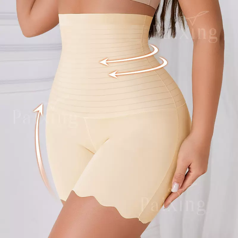 高腰收腹无痕薄款透气排汗女士塑身裤个性波浪边大码性感包臀内裤