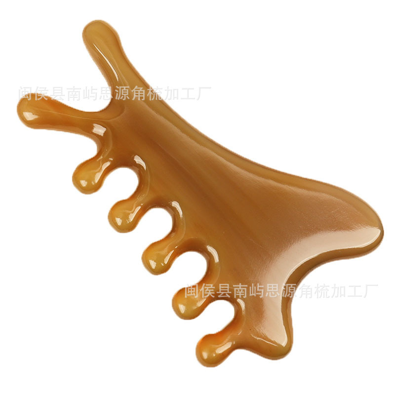 按摩梳四合一头部经络梳天然牛角梳头皮梳头脸面部疏通提拉小怪兽|undefined