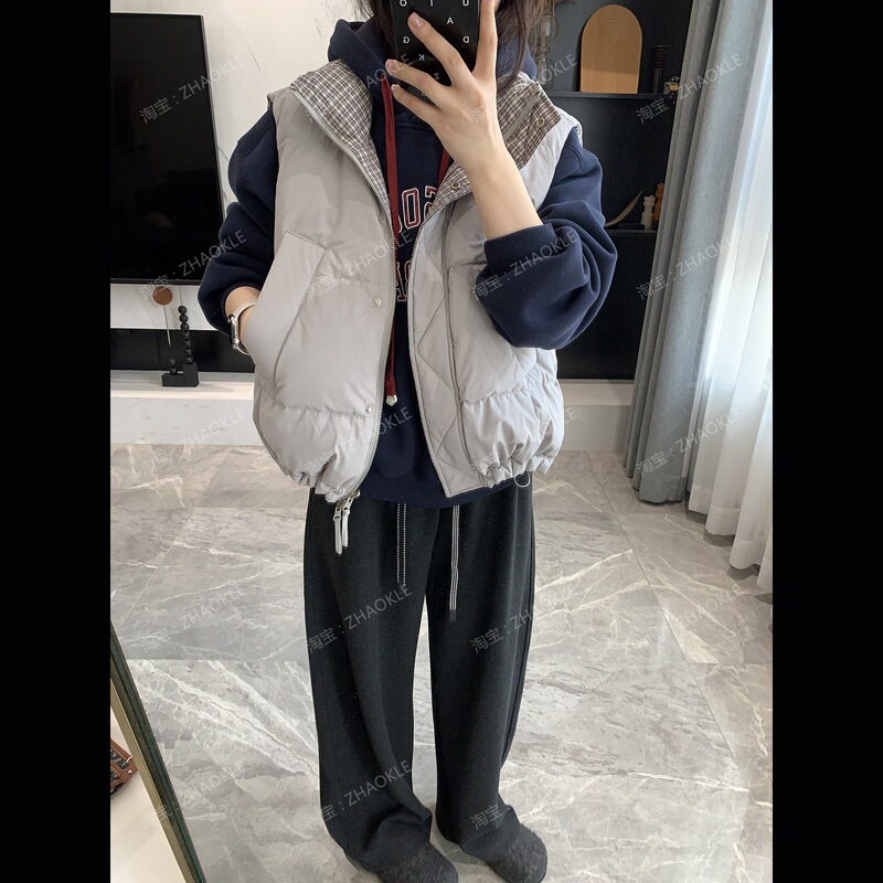 Korean Version of the New Super Practical and Stylish Reversible Stand-Up Collar down Vest 2025 Winter New Casual Bread down Jacket